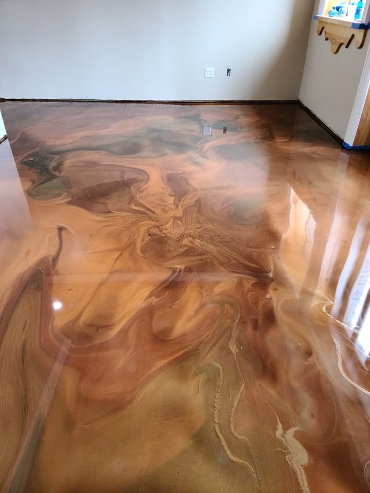 Epoxy floor with flakes
